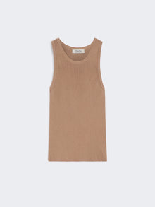 Rib-Knit Cotton Top for Women - Beige - Max Mara UAE