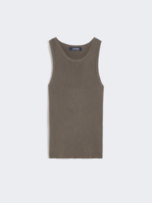 Rib-Knit Cotton Top for Women - Medium Grey - Max Mara UAE
