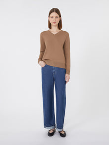 Wool Yarn Sweater for Women - Camel - Max Mara UAE