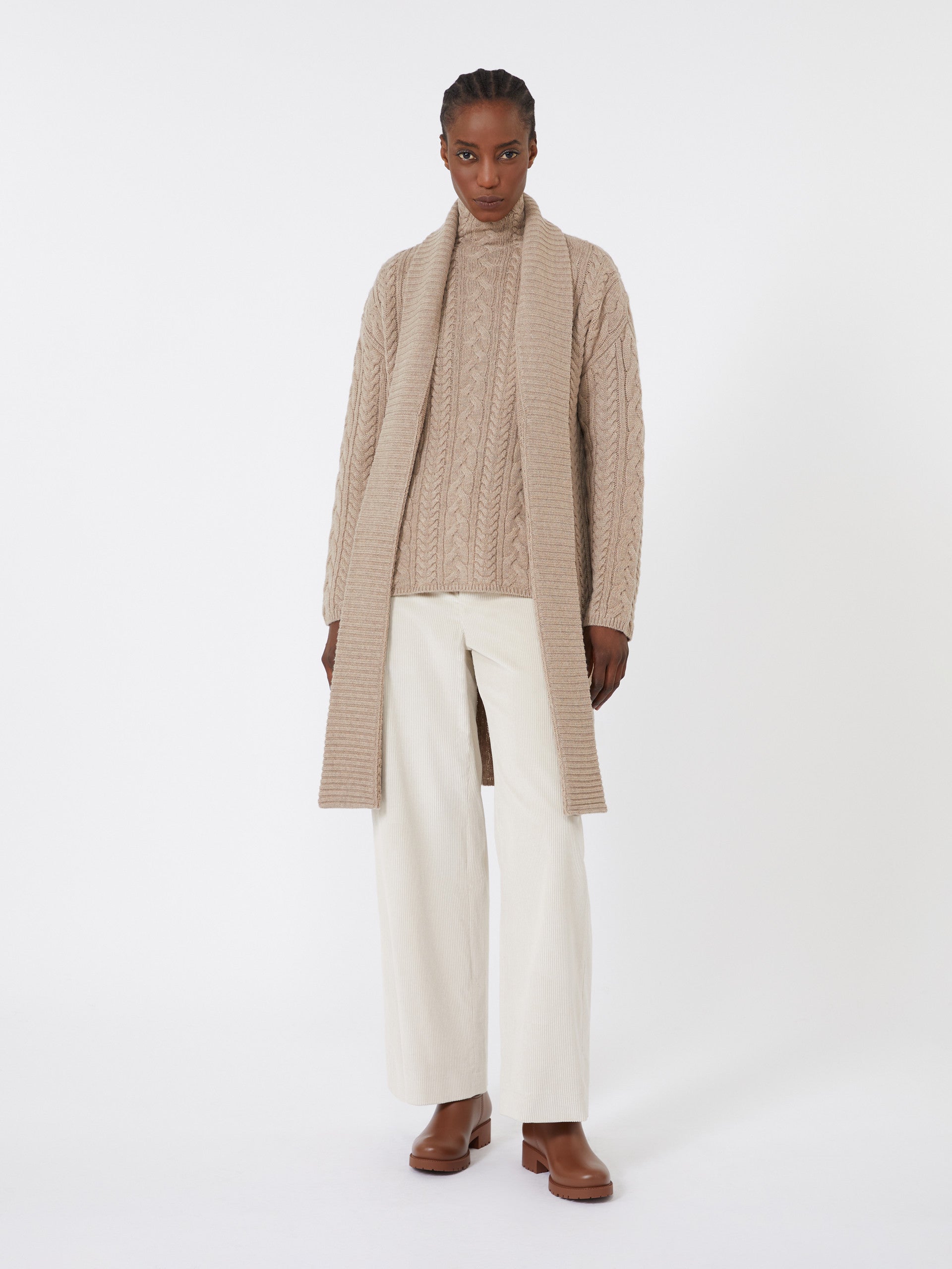 Wool And Cashmere Polo-Neck Sweater for Women - Beige - Max Mara UAE