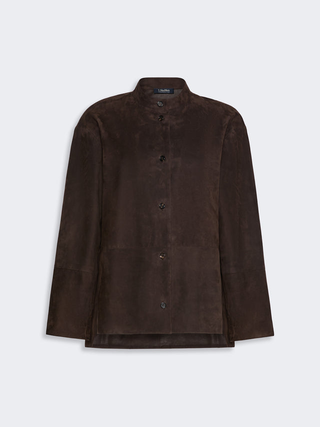 max mara suede mandarin-neck jacket for women