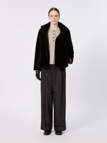 max mara fluffy-textured cropped coat for women