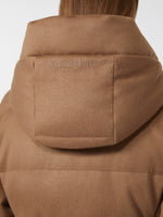max mara short water-repellent canvas and camel down jacket for women