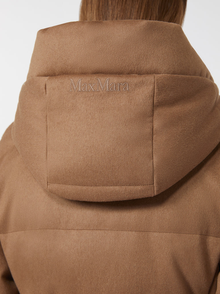 max mara short water-repellent canvas and camel down jacket for women