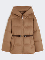 max mara short water-repellent canvas and camel down jacket for women