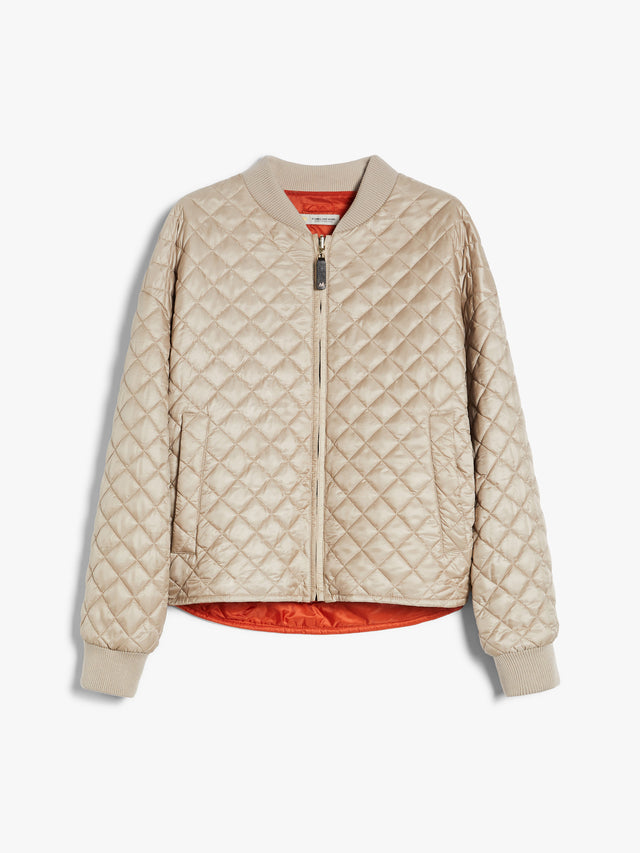 Reversible Water-Repellent Canvas Padded Bomber Jacket for Women - Hazelnut Brown - Max Mara UAE