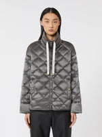 Short Water-Repellent Canvas Down Jacket for Women - Dark Grey - Max Mara UAE