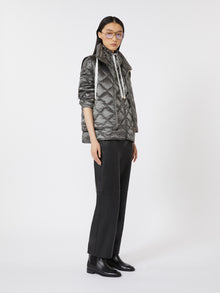 Short Water-Repellent Canvas Down Jacket for Women - Dark Grey - Max Mara UAE