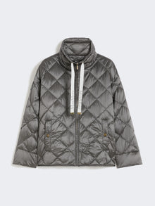 Short Water-Repellent Canvas Down Jacket for Women - Dark Grey - Max Mara UAE