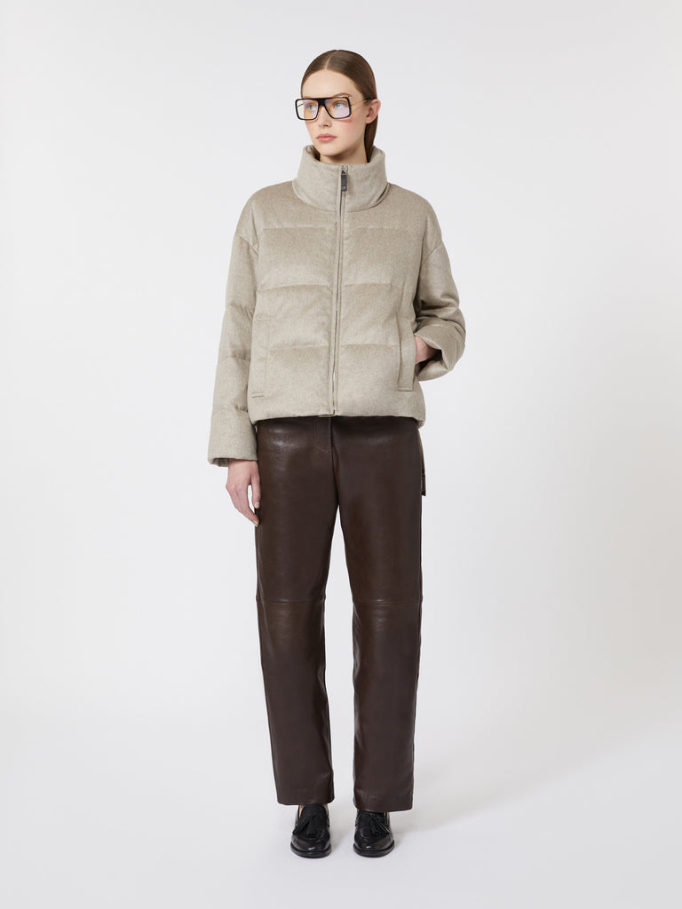 max mara water-repellent canvas and camel down jacket