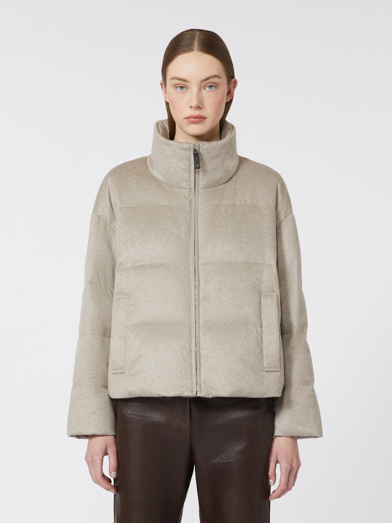 max mara water-repellent canvas and camel down jacket