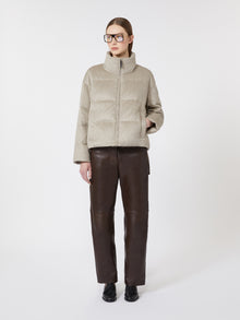 Water-Repellent Canvas And Camel Down Jacket for Women - Sand - Max Mara UAE