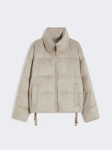 Water-Repellent Canvas And Camel Down Jacket for Women - Sand - Max Mara UAE
