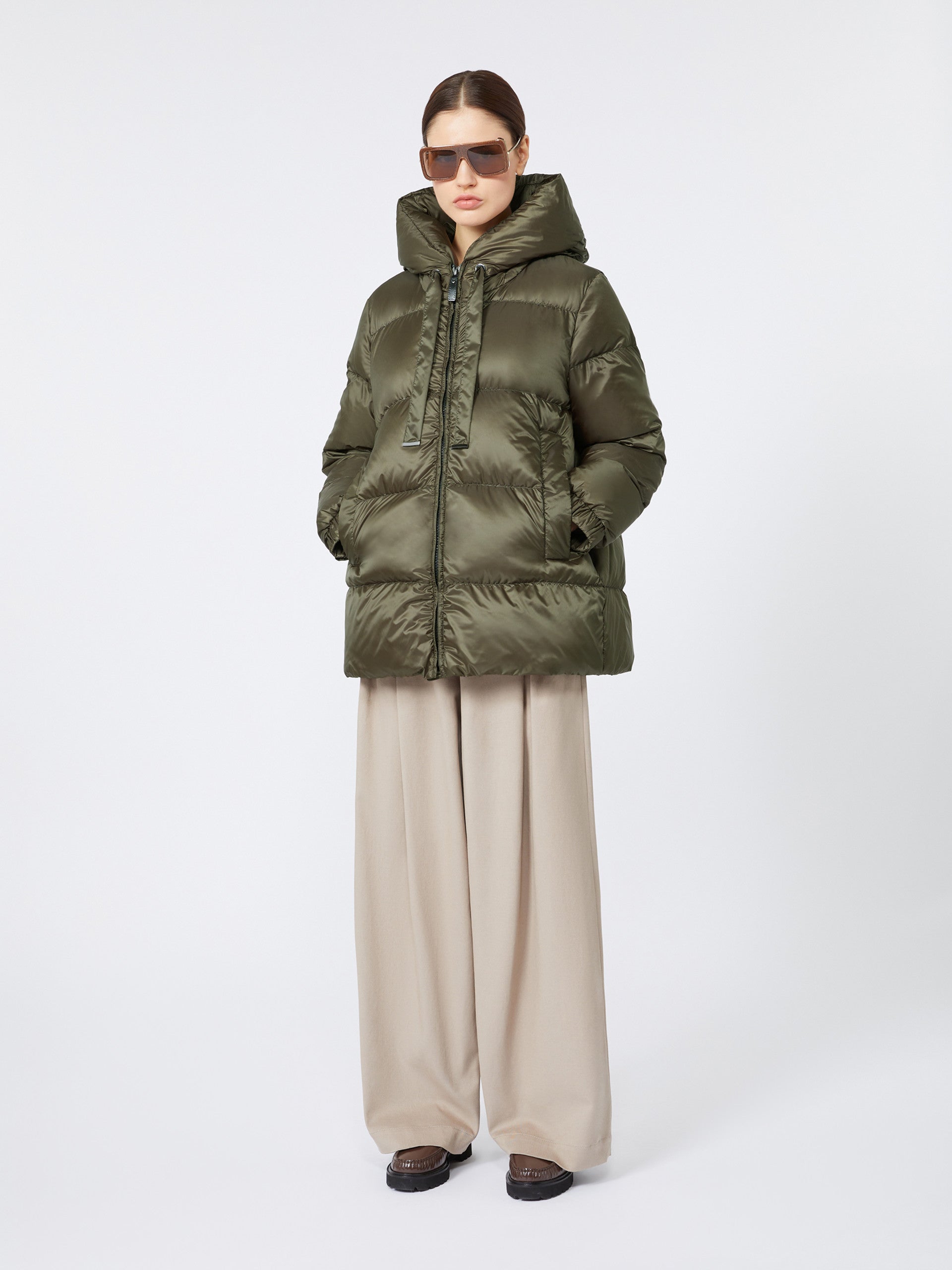 Down Jacket In Water-Repellent Canvas for Women - Kaki - Max Mara UAE