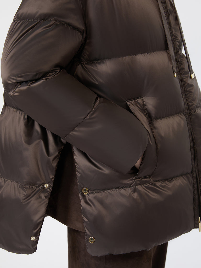 max mara short roomy puffer jacket in water-repellent plain-weave fabric