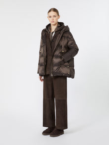 max mara short roomy puffer jacket in water-repellent plain-weave fabric for women