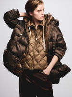 max mara short roomy puffer jacket in water-repellent plain-weave fabric for women