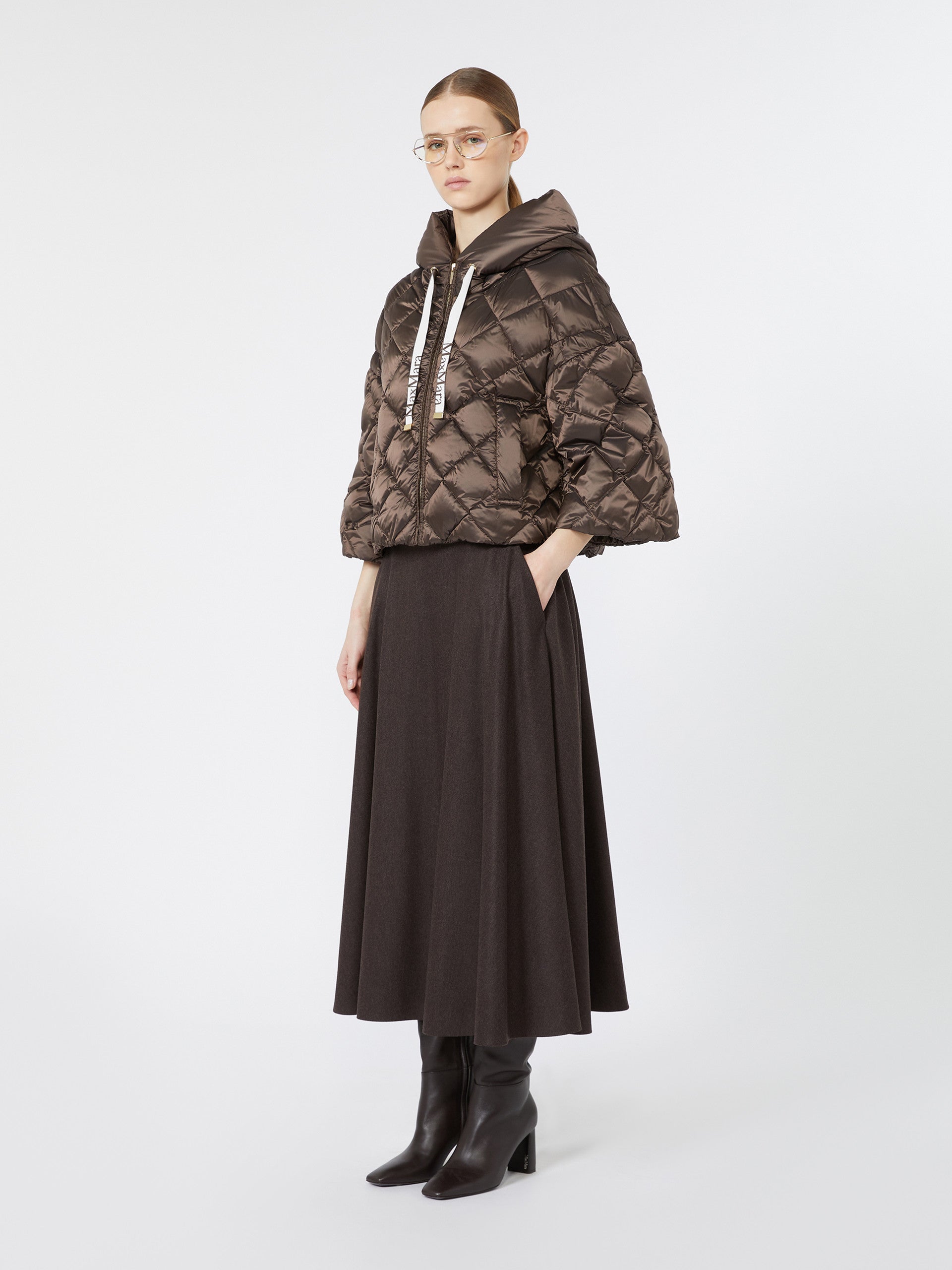 max mara cape-style puffer in water-repellent iridescent plain-weave fabric for women