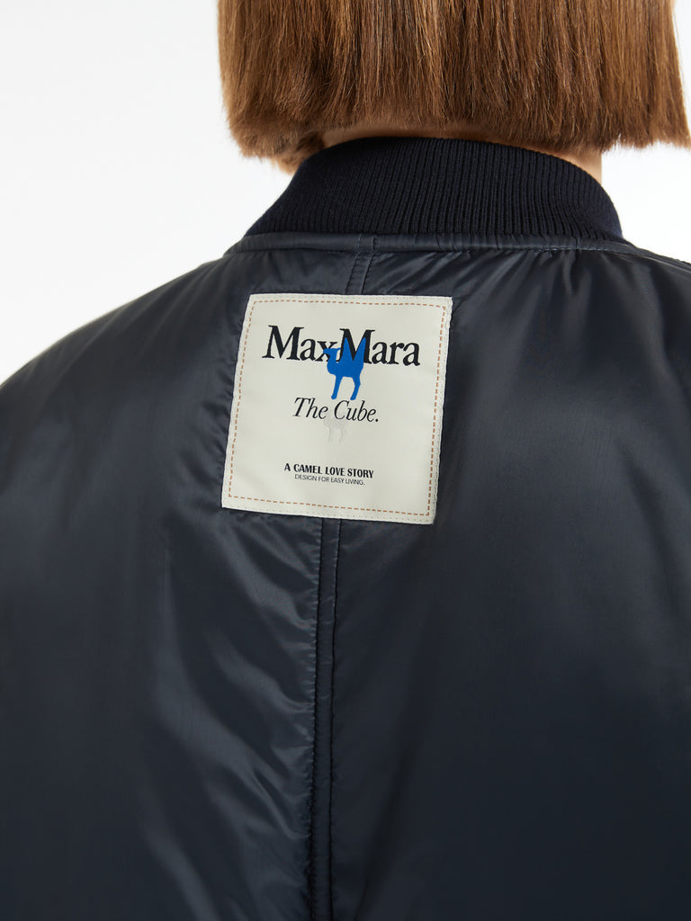 max mara long water-repellent canvas bomber jacket