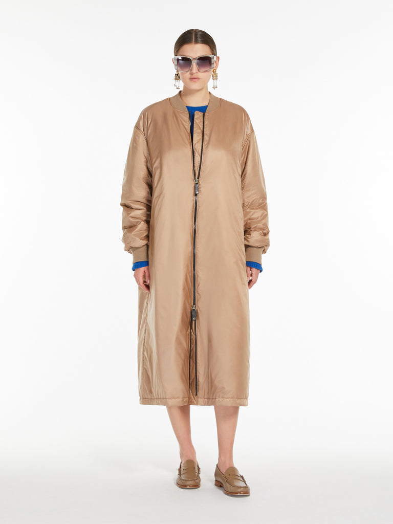 max mara long water-repellent canvas bomber jacket