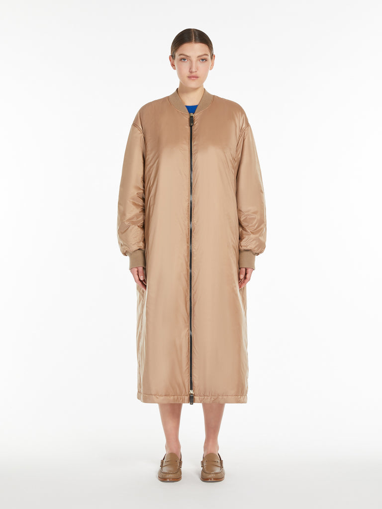 max mara long water-repellent canvas bomber jacket