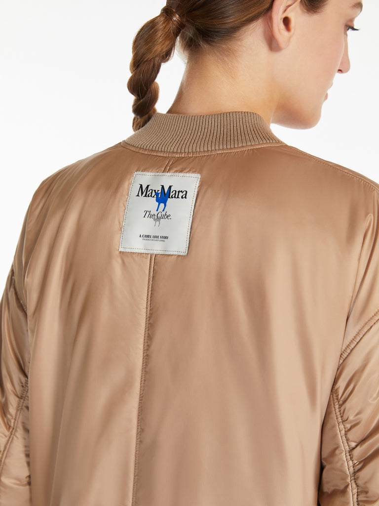 max mara long water-repellent canvas bomber jacket
