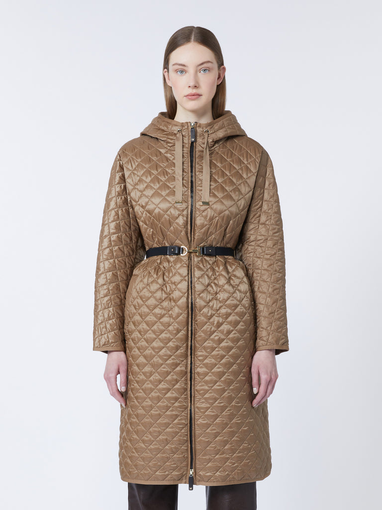 max mara water-repellent padded canvas hooded parka for women