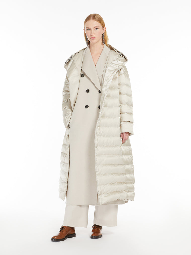 max mara reversible robe coat in water-repellent satin