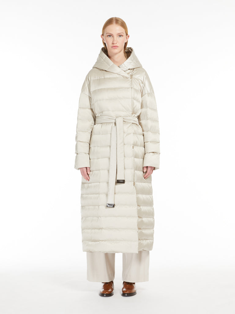max mara reversible robe coat in water-repellent satin