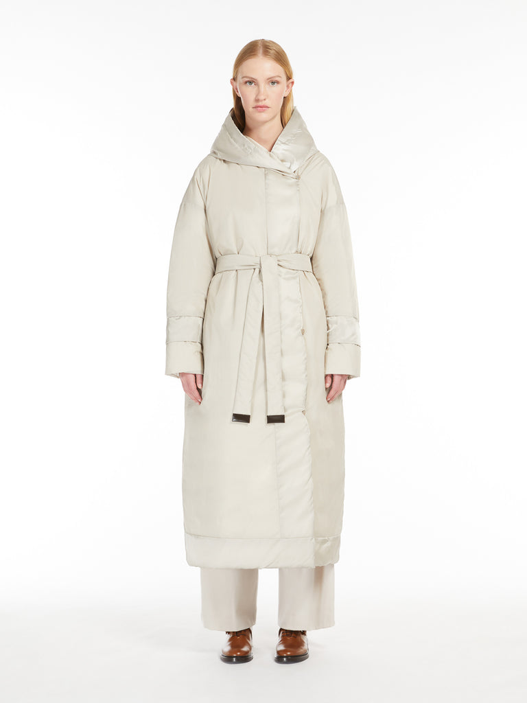 max mara reversible robe coat in water-repellent satin