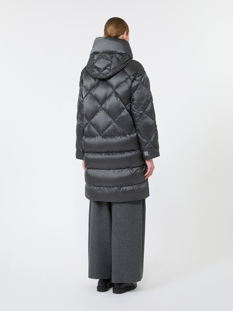 max mara midi puffer jacket with hood in water-repellent plain-weave fabric