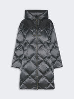 max mara midi puffer jacket with hood in water-repellent plain-weave fabric for women