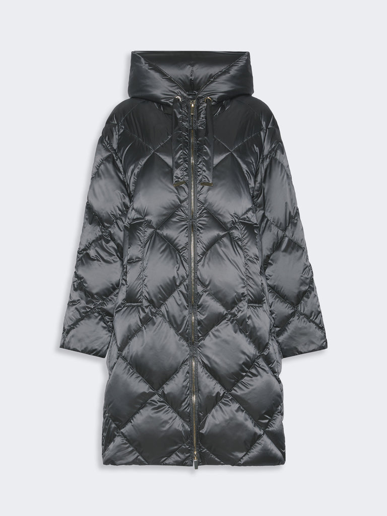 max mara midi puffer jacket with hood in water-repellent plain-weave fabric