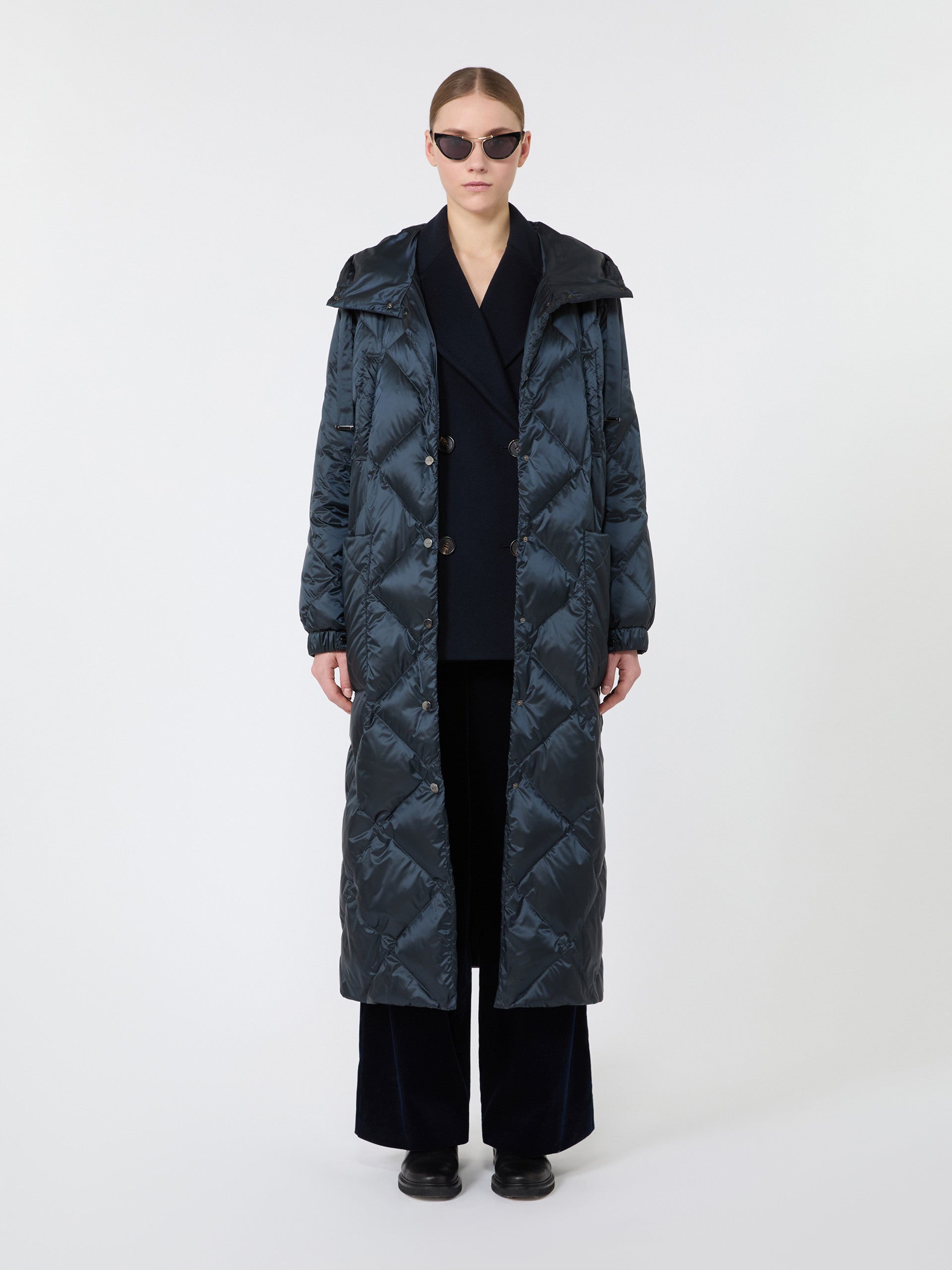 max mara long puffer in quilted water-repellent fabric for women