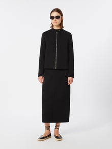 Straight-Fit Scuba Jersey Skirt for Women - Black - Max Mara UAE