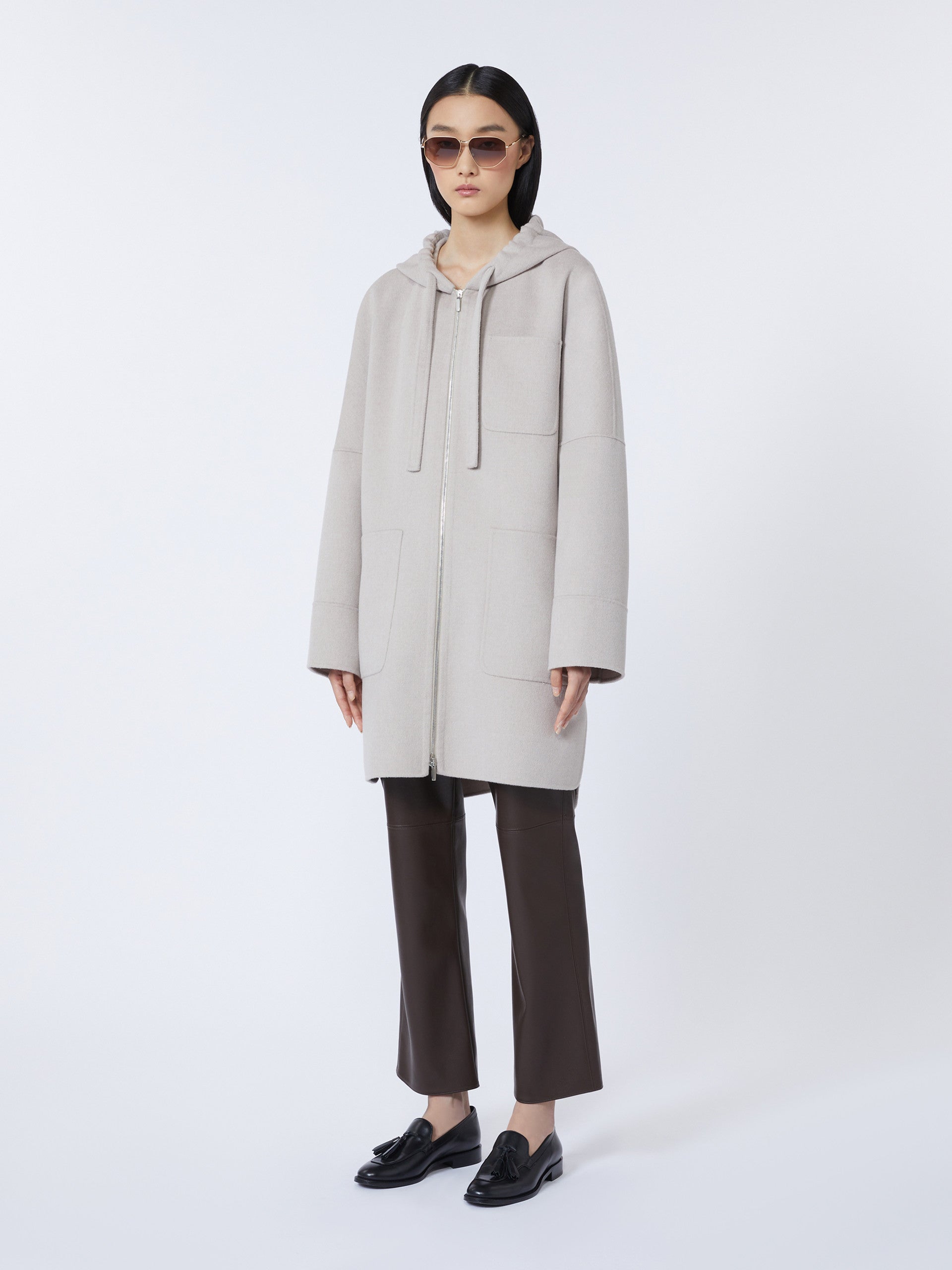 max mara slim-fit coated fabric trousers for women