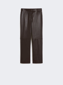 Slim-Fit Coated Fabric Trousers for Women - Chocolate - Max Mara UAE