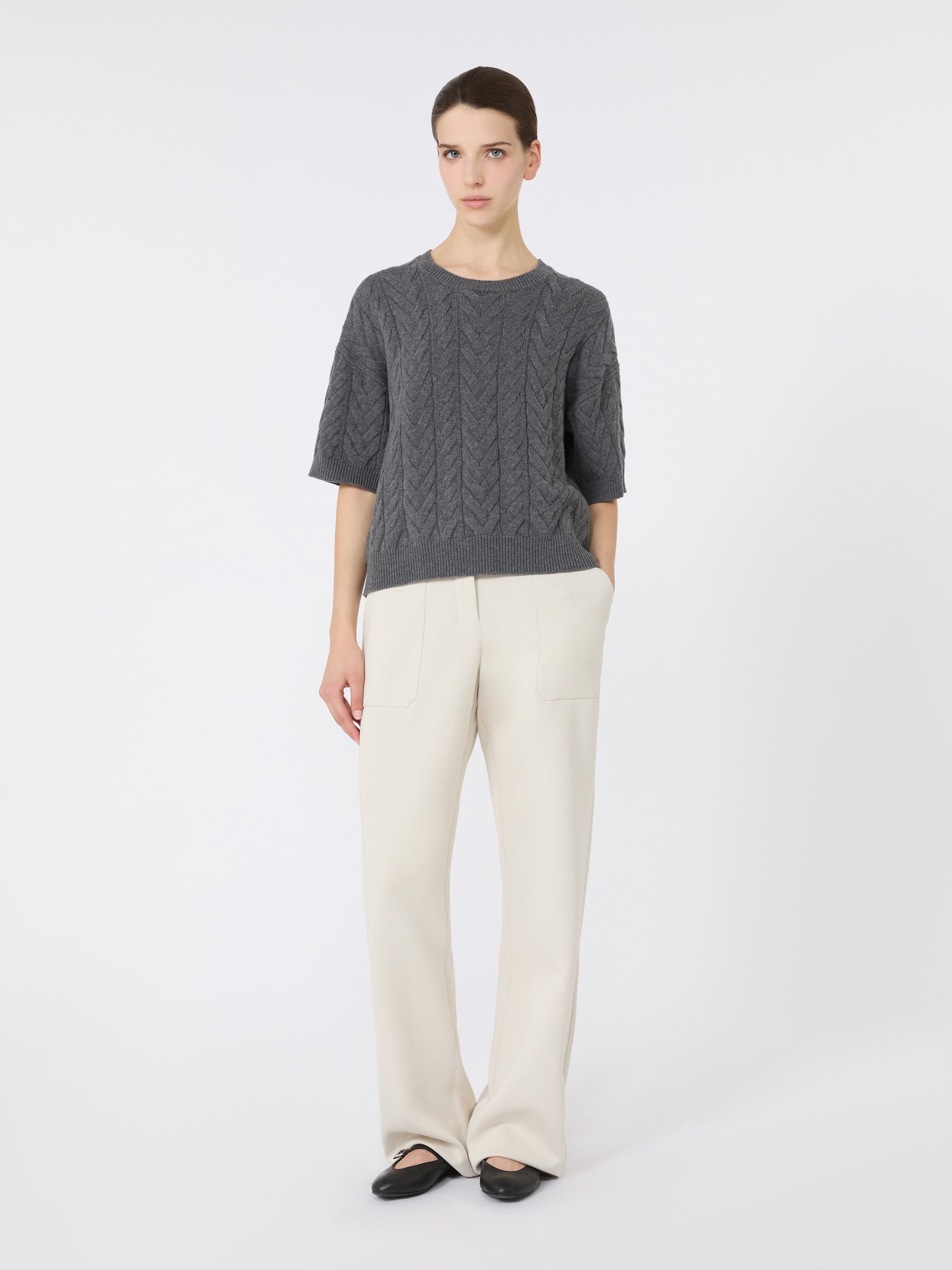 Technical Jersey Trousers for Women - Ivory - Max Mara UAE