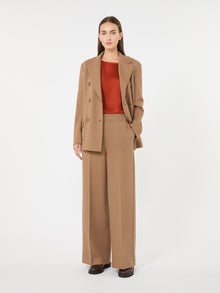 max mara wool and cotton micro-piqué trousers for women