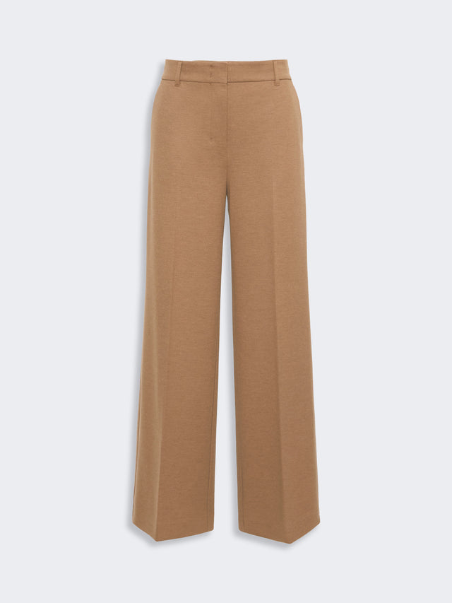 max mara wool and cotton micro-piqué trousers for women