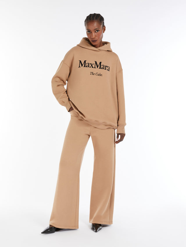 Cotton Jersey Logo Sweatshirt for Women - Camel - Max Mara UAE