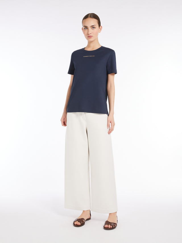 Short-Sleeved Jersey T-Shirt for Women - Navy - Max Mara UAE