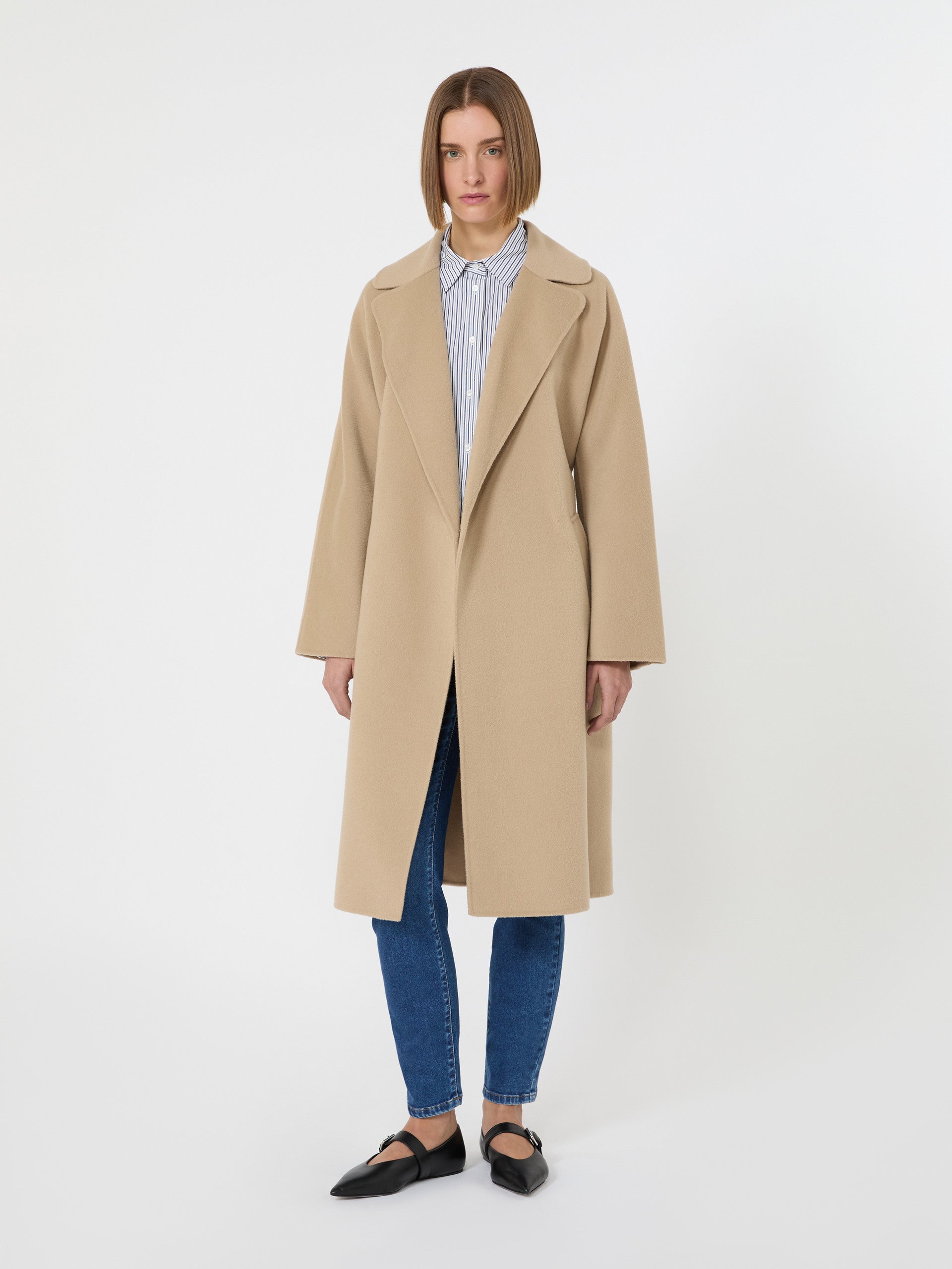 Double-Faced Wool-Blend Robe Coat for Women - Camel - Max Mara UAE