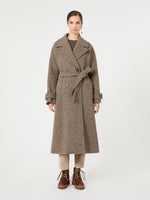 max mara long wool-blend tweed coat for women