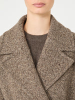 max mara long wool-blend tweed coat for women