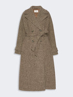 max mara long wool-blend tweed coat for women