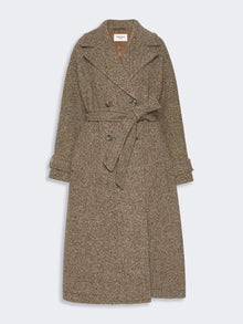 max mara long wool-blend tweed coat for women