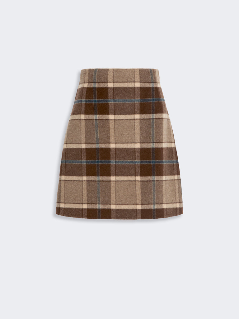 max mara short checked wool skirt