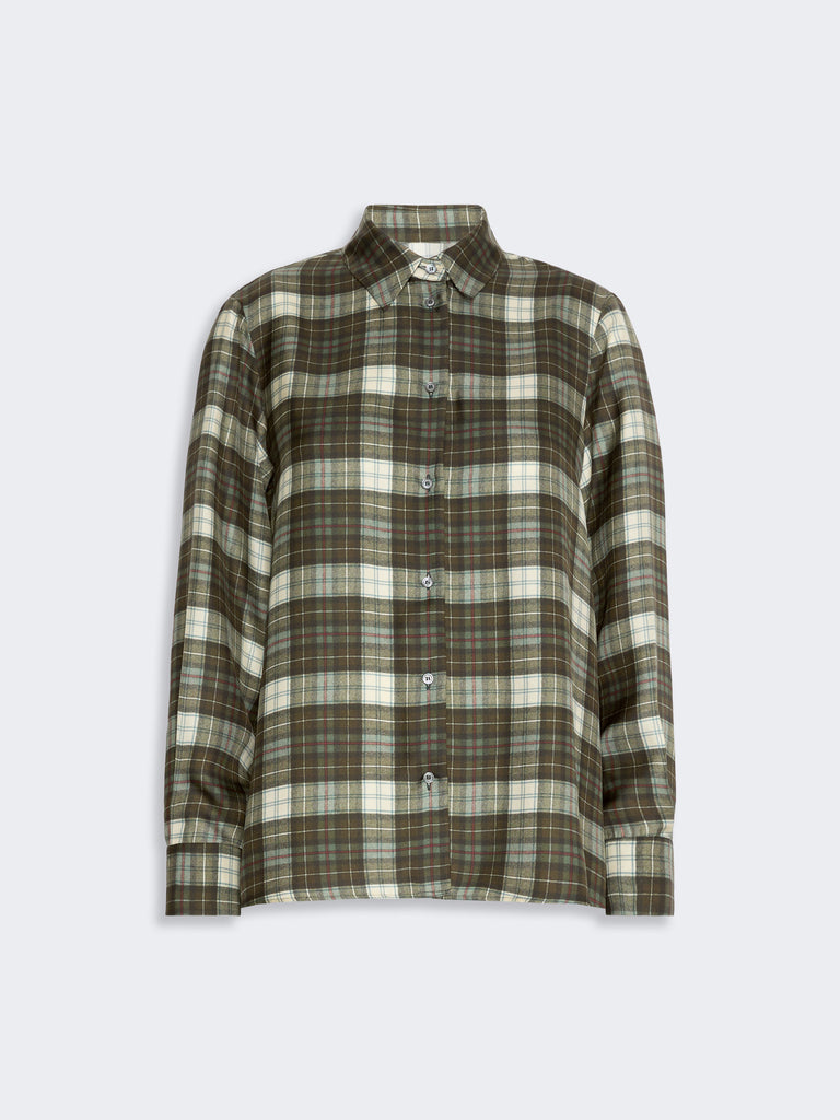 max mara checked silk twill shirt
