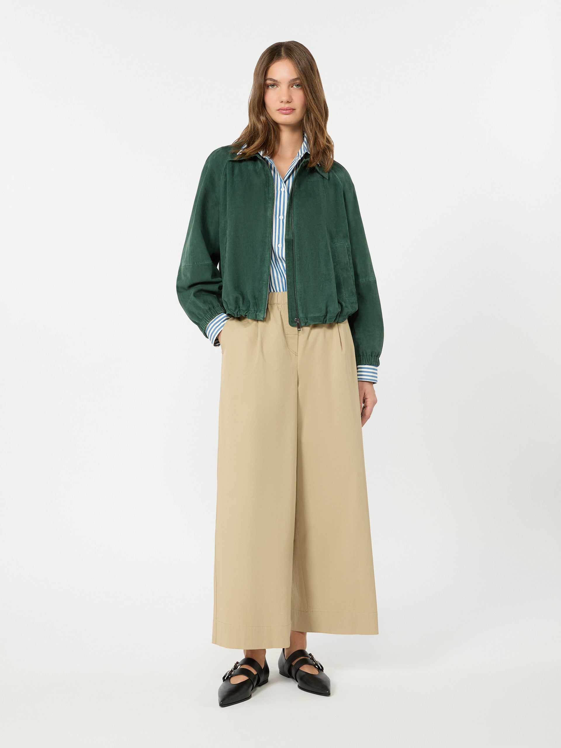 max mara flared cotton gabardine trousers for women